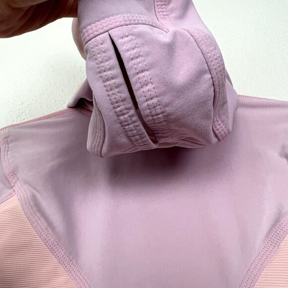 Lululemon Light Pink Coral Hooded Quarter Zip Running Pullover Athletic Womens 8 - Picture 3 of 11